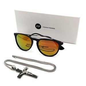 New Classic Style Sunglasses with Cross Pendant
